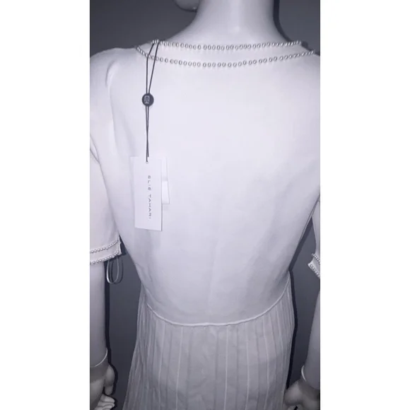 Elie Tahari White Robin Pearl Embellished Midi Sweater Dress Size Large - Picture 9 of 13